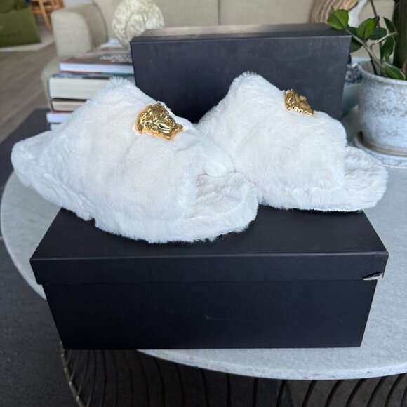 VERSACE Medusa Men's Lavender Faux Purple Slippers, sizes 43, 45 - Picture 2 of 13